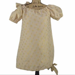 NWT Julie Haus Gatsby metallic gold polka dots bubbled hem dress small